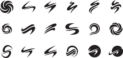 Obraz premium set of black and white symbols icons