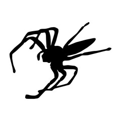 Vector silhouette of a spider standing on a white background