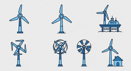Wind turbine collection renewable energy source sustainable power generation ecofriendly electricity production