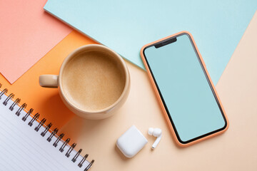 Modern Workspace Essentials on Colorful Background