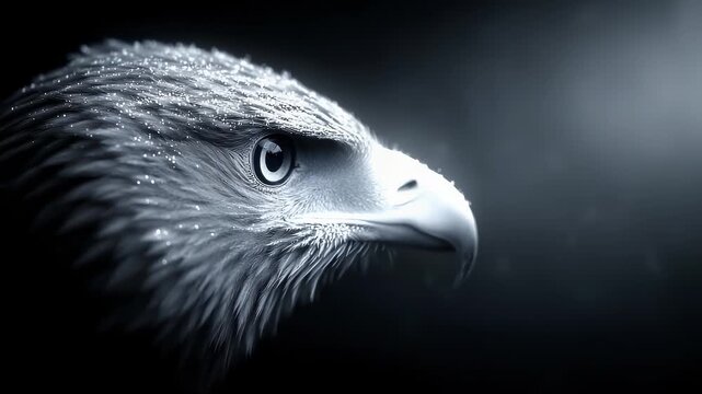 Close-up of Black and White Falcon Showing Strength and Determination