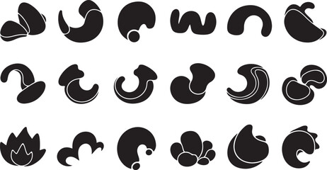 set of black and white icons vector 