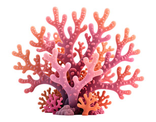 Pink Coral Reef with Transparent Background, 3D Realism Design Element