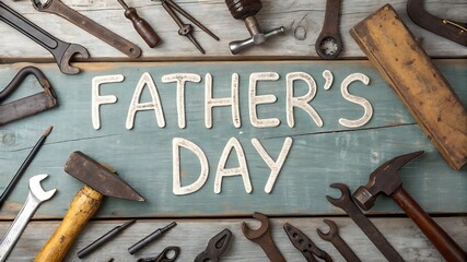 Father s day celebration with vintage tools and rustic charm