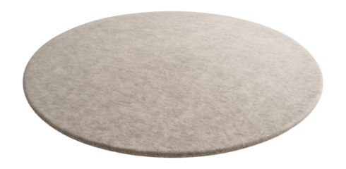 A spacious, round felt rug with a textured surface, perfect for a modern penthouse living