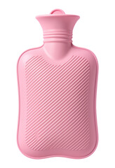 Pink Rubber Hot Water Bottle with Diagonal Grooves, on Transparent Background, 3D Realism Asset