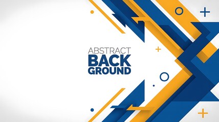 Blue and yellow abstract geometric background with arrows and lines, modern tech and business concept design
