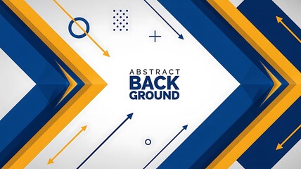 Blue and yellow abstract geometric background with arrows and lines, modern tech and business concept design

