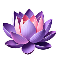 Purple Lotus Flower Blooming on Transparent Background, 3D Realism Design Element