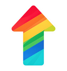 Rainbow Arrow Icon with Transparent Background, Neon Design Element