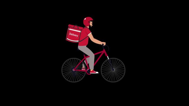 Food delivery person riding in a loop with alpha
