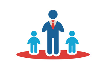 Teamwork and Leadership Illustration Depicting Management and Collaboration, with Three Figures