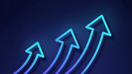 Rising blue arrows on dark background symbolizing business growth, success and progress concept
