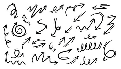 Hand drawn arrows set. Vector illustration of a set of hand drawn arrows.