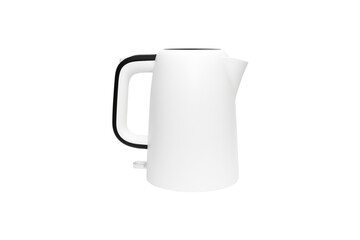 Modern white electric kettle on white background