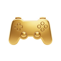 Luminous golden gaming controller icon with elegant contours on a neutral setting