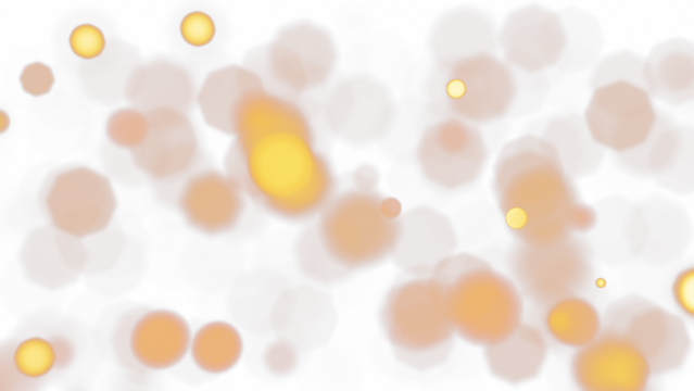 Golden bokeh circles glowing on a transparent background for Christmas and celebrations