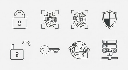 Security icons a collection of essential symbols for data protection, privacy, and digital safety in a modern world