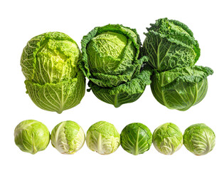 Fototapeta premium Whole Raw Cabbage Arrangement Variations – isolated on transparent background