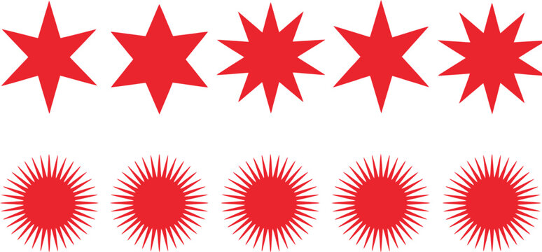 Chicago flag stars and suns isolated on white background, a symbol of the citys history