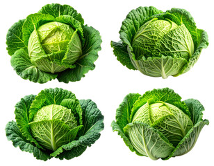 Fototapeta premium Healthy Green Cabbages Collection – isolated on transparent background