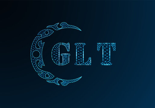 Low poly letter logo GLT design. GLT letter logo low poly vector design on blue color gradient background. GLT logo low poly design