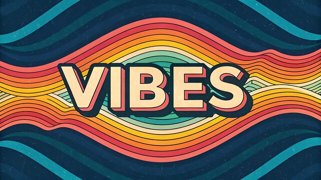 Retro vibes psychedelic rainbow waves - Powered by Adobe