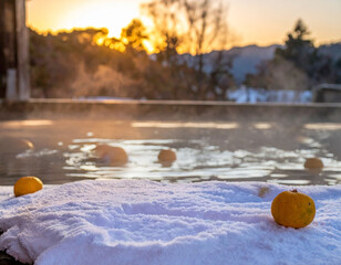 冬至に湯気の上がる柚子湯で邪気を払う