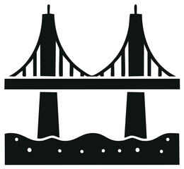 Obraz premium Abstract silhouette of a bridge spanning over water, minimalist illustration.