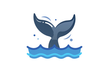 Blue whale tail breaching ocean waves a striking marine life silhouette