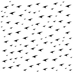 Abstract black shapes resembling birds in flight scattered across a white background