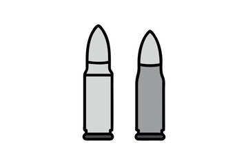 Two stylized bullets shown in a simple flat design silhouette