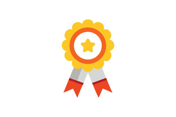 Golden award ribbon with a star symbol a striking silhouette
