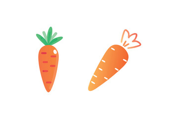 Two vibrant orange carrots with green tops a simple design silhouette