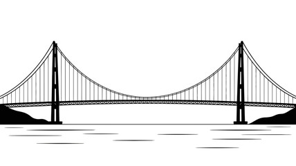 Fototapeta premium Vector art of suspension bridge illustration