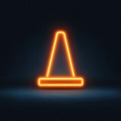 High quality photo of orange neon traffic cone illuminated against a