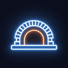 High quality neon light illustration of a glowing pizza oven arch