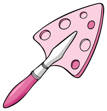 pink cheese server with knife clip art preview