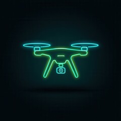 High quality photo of a futuristic neon drone glowing in the dark