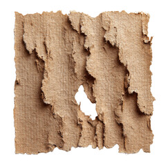 Torn Brown Cardboard Texture on white background