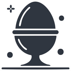 Simple Dark Icon of an Egg in an Egg Cup with Sparkle Elements