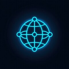 High quality photo of a glowing neon globe network connection icon