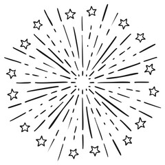 Hand Drawn Firework Burst with Stars Illustration Festive Celebration Design Element