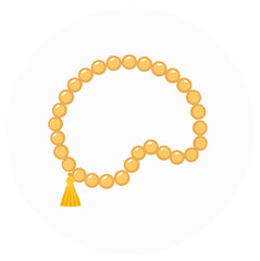 Obraz premium Illustration of a golden prayer beads isolated on a white background.