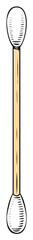 Illustration of ear cleaning stick made with wood and cotton for hygiene in bathroom or healthcare