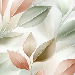 A leafy green and brown background with a few leaves in the foreground. The leaves are of different sizes and colors, creating a sense of depth and movement