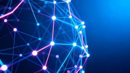 Futuristic AI Network Background with Glowing Blue Lines and Data Connections