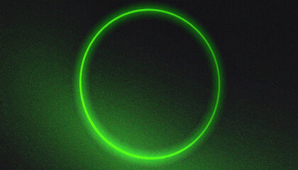 Glowing green circle on grainy dark background neon glow abstract
