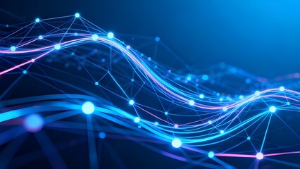 Futuristic AI Network Background with Glowing Blue Lines and Data Connections