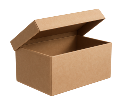 Rectangular cardboard box with a flip-top lid for toy organization in playrooms.